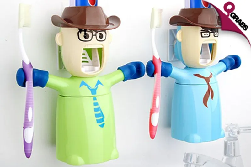 From QR29 Giddy Up with Cartoon Cowboy Toothpaste Dispensers & Toothbrush Holders with Cup! (Up to QR120 Value)